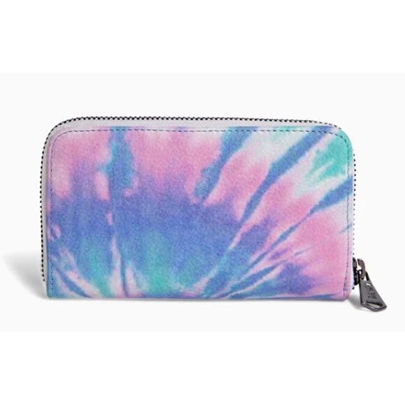Aimee Kestenberg Leather Zip It Up Continental Wallet Tie Dye Colorful Pocket - Picture 1 of 16